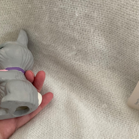 Ceramic Bunny Handpainted 5.5” Gray Pink Purple Easter Spring - Picture 9 of 10